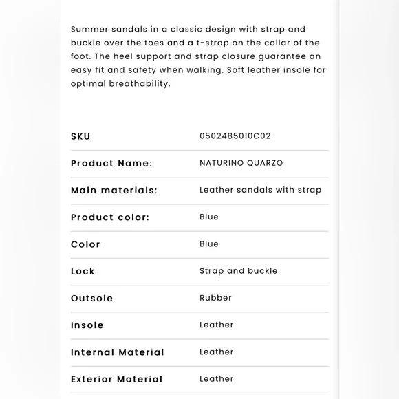 NWT NATURINO QUARZO Leather sandals with strap in Blue - Picture 6 of 15